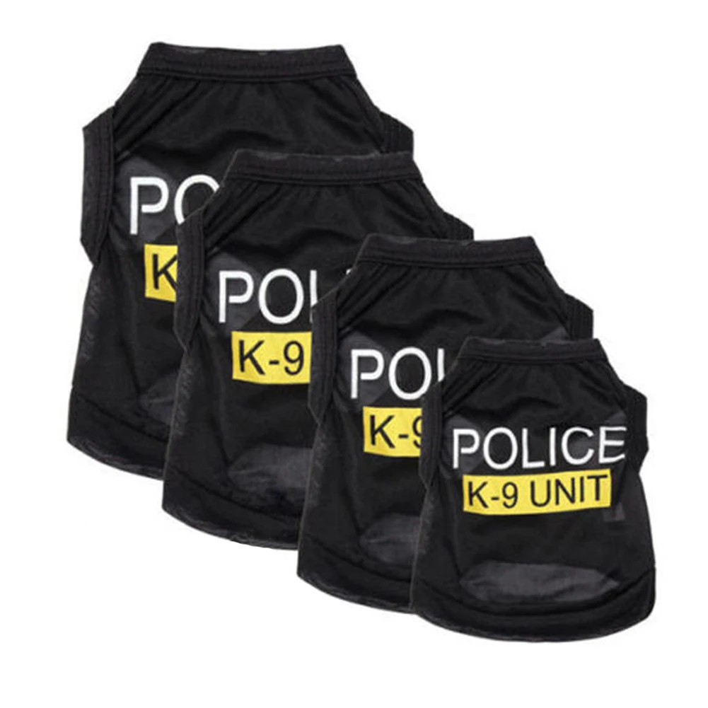 Police Suit Cosplay Dog Clothes Black Elastic Vest Puppy T-Shirt Coat Accessories Apparel Costumes