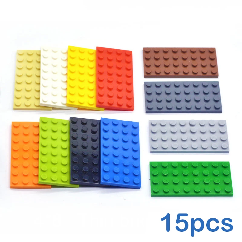 15Pcs Diy Bouwstenen Dunne Cijfers Bricks 4X8 Dots 12 Kleur Educatief Creatieve Compatibel Met Merk