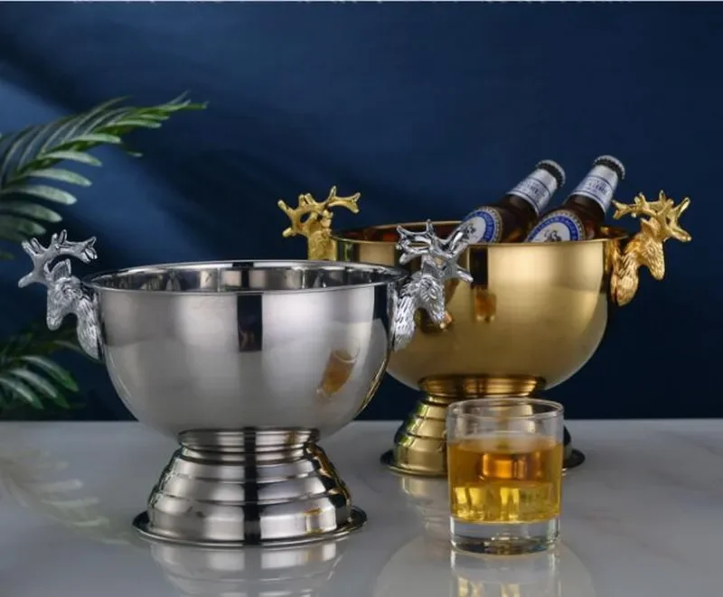 304 edelstahl Deer Kopf ohr GOLD & SILBER CHAMPAGNER EIS EIMER CHAMPAGNER EIS SCHÜSSEL