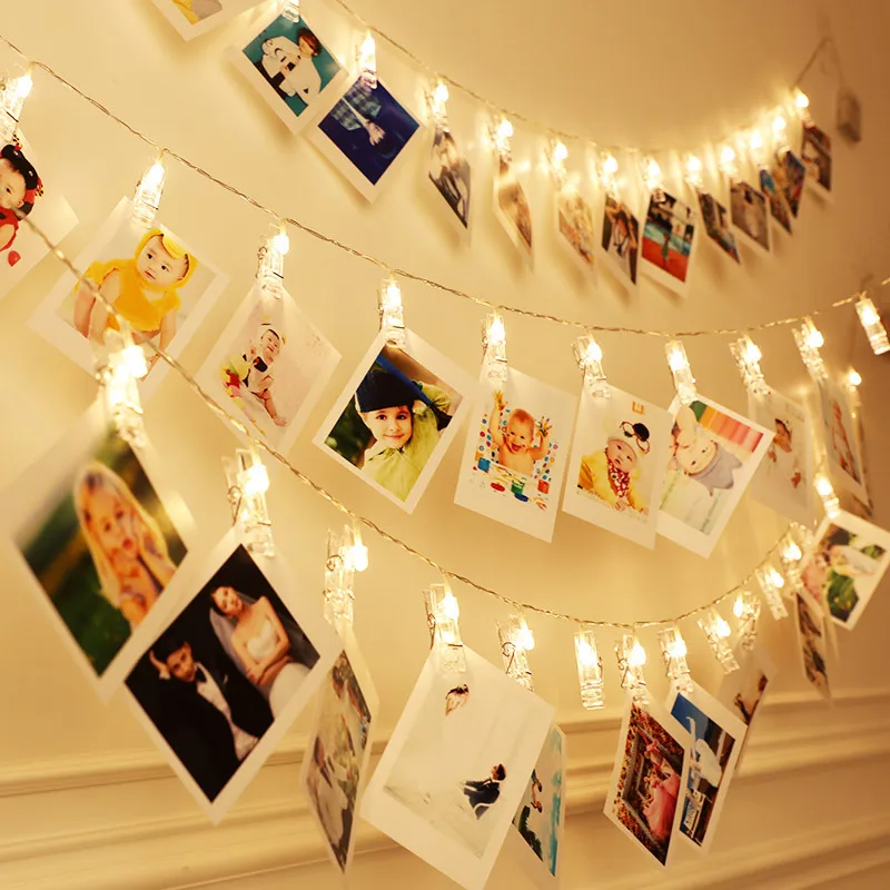 Photo Clip Light Banner Wedding Decoration Birthday Party Decor Kids Girl Boy Baby Shower Banner