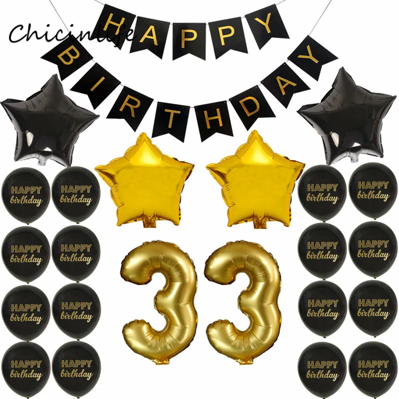 Glücklich Geburtstag Banner Ballon Adlut 33 30th Geburtstag Party Dekoration 16 17 21 22 24 25 26 27
