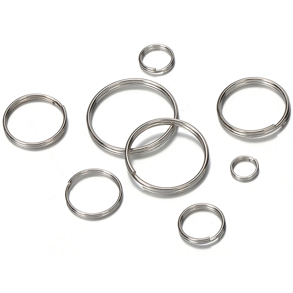 50pcs/lot Metal Keyring Blank Circle for DIY Keychain Jewelry Making 6-20mm Key Holder Split Ring