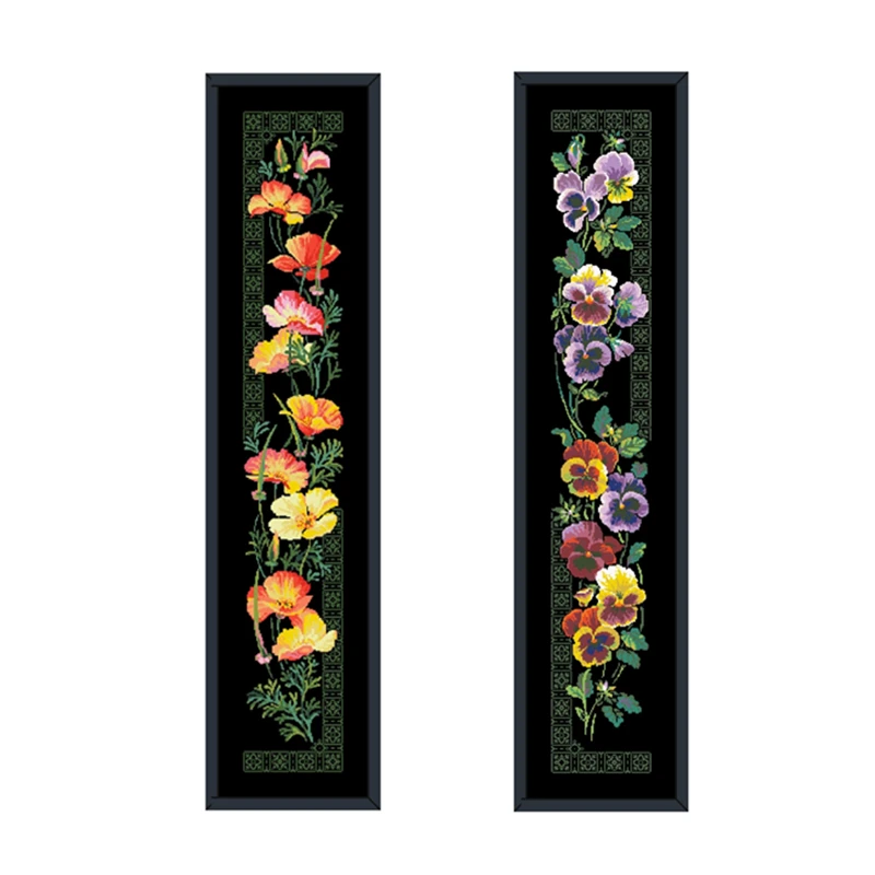 Mohn Stiefmütterchen kreuz stich paket blume aida 18ct 14ct 11ct schwarz tuch menschen kit stickerei