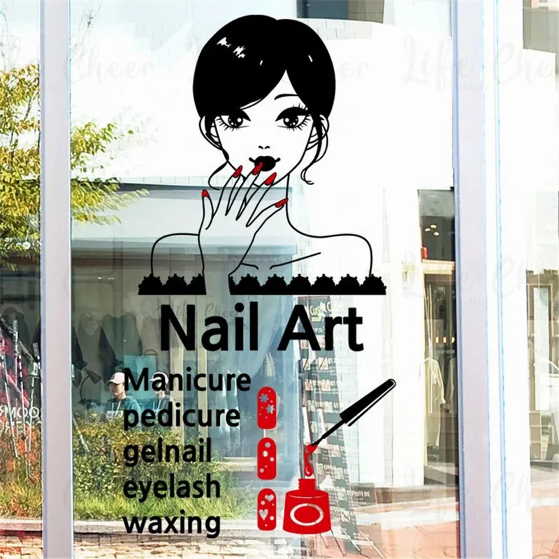 Nagel Künstler Shop Fenster Aufkleber Schönheit Nägel Design Wandmalereien Maniküre Pediküre Vinyl
