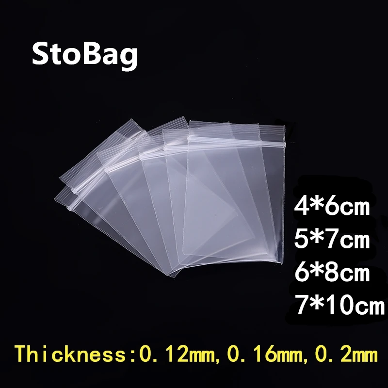 StoBag Dicke, transparente, kleine Plastiktüte mit Reißverschluss, wiederverschließbar, Schmuck,