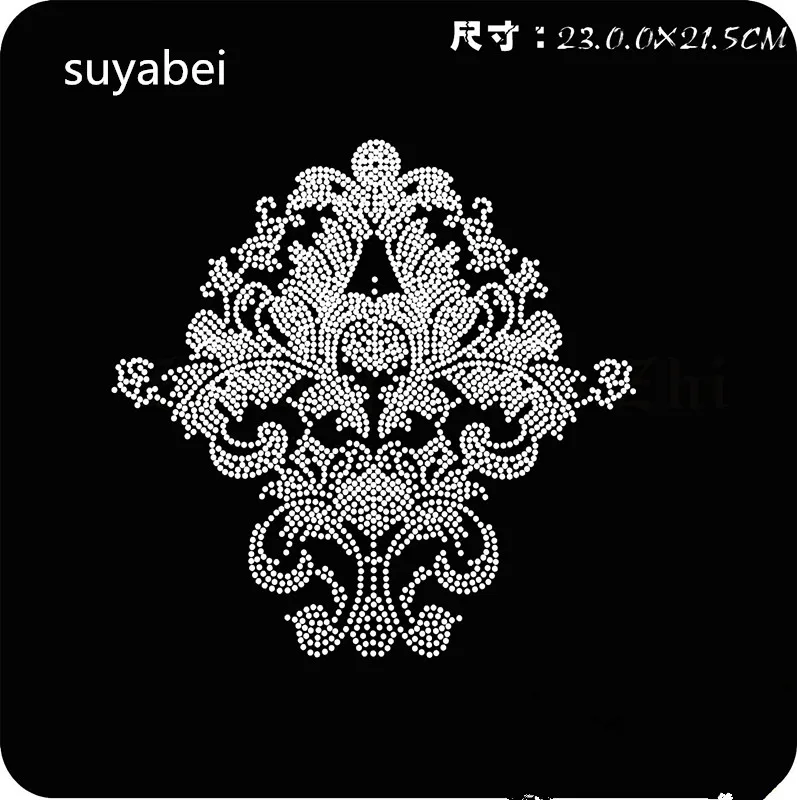 2 teile/los Blume aufkleber appliques design stein hot-fix strass motiv eisen auf kristall transfer