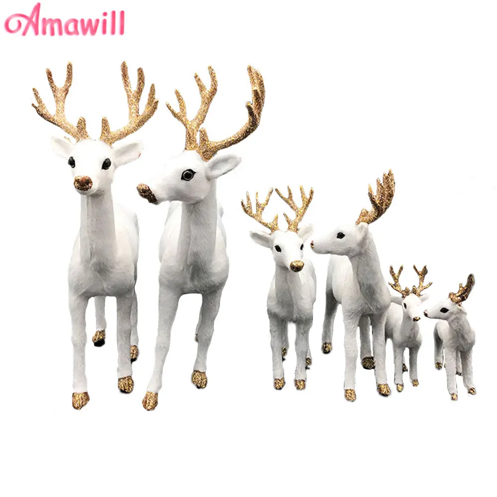 Amawill 15/20/25CM Navidad Elch Hirsche Weihnachten Baum Hängen Ornament Requisiten Gold Weiß