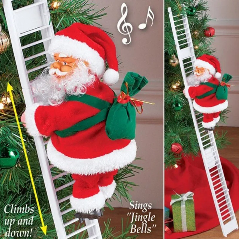 2022 geschenk Elektrische Klettern Leiter Santa Claus Weihnachten Ornament Dekoration Für Home
