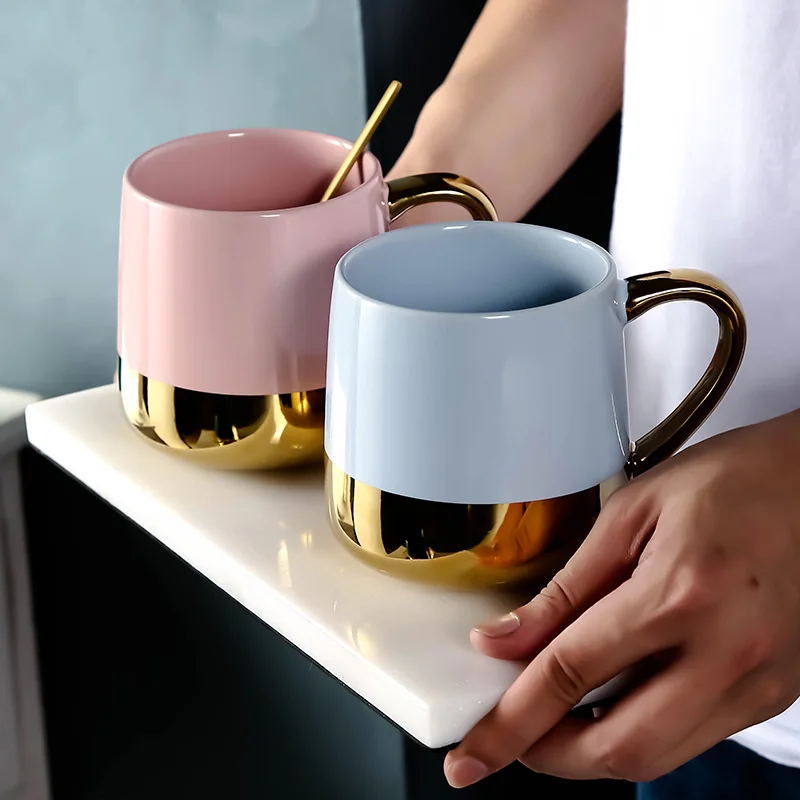 Europäischen luxus goldenen griff kaffee becher Keramik Kaffee Tee Milch Drink Tassen, Porzellan