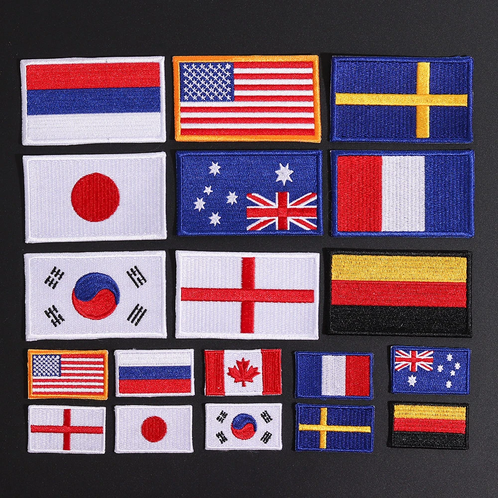 Land Flagge Patch Streifen Bestickt Russland UK Frankreich EU Niederlande Flagge Taktische