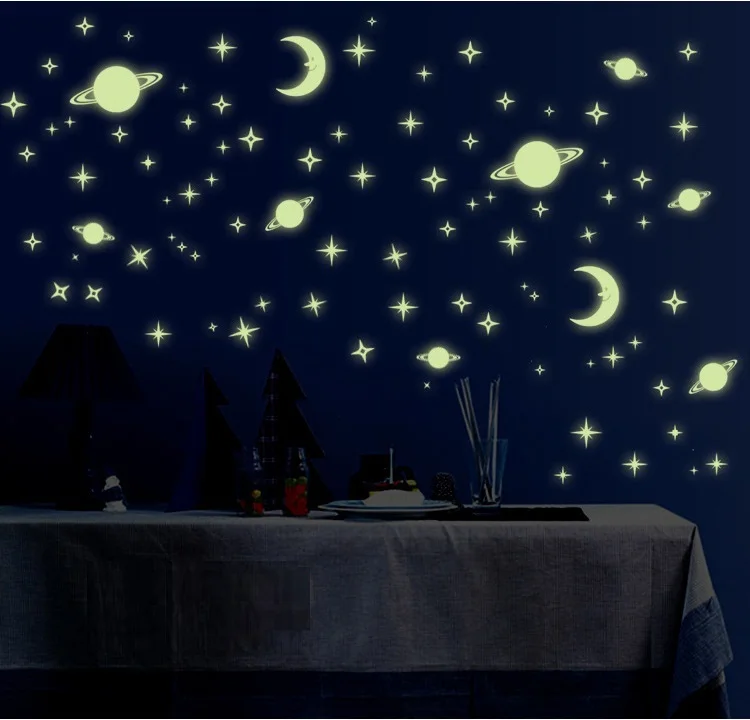 Universe Starry Sky Kreative Star der Welt Mond leuchtende leuchtstoff PVC Wand Aufkleber Home Decor