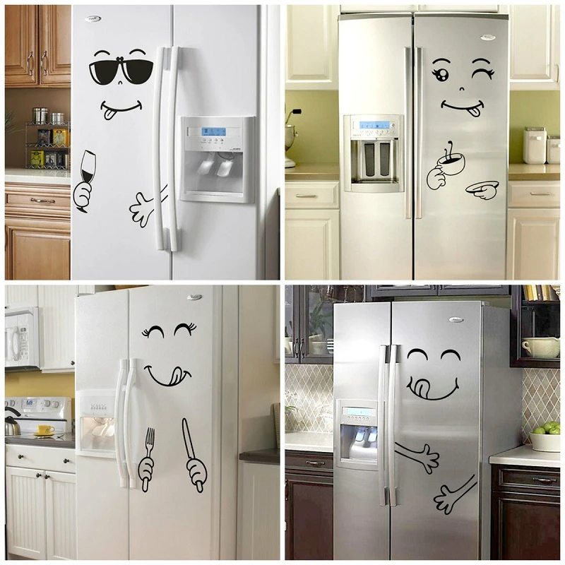 Küche aufkleber Yummy Glückliches Gesicht Küche Kühlschrank Vinyl wandbild Nette Kreative Aufkleber