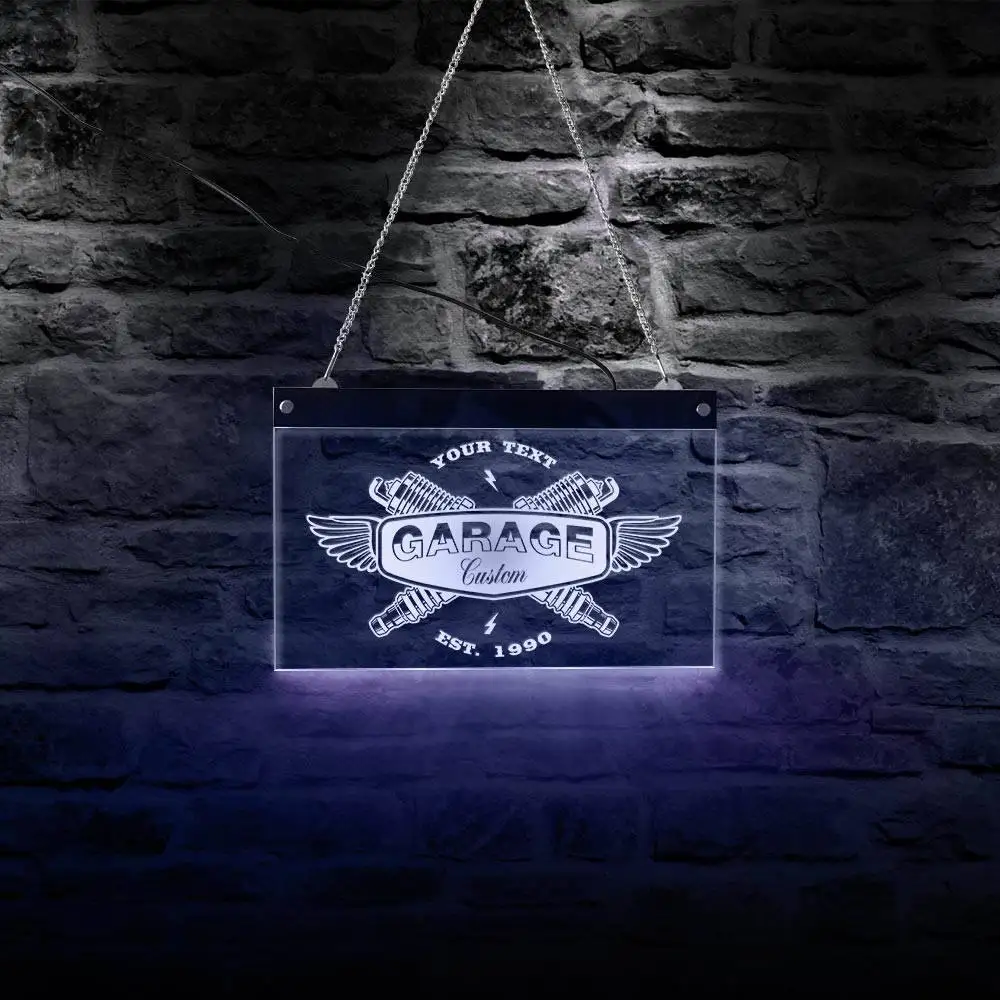 Garage Service Und Reparatur Mit Benutzerdefinierte Business Name Logo LED Neon Zeichen Mechaniker