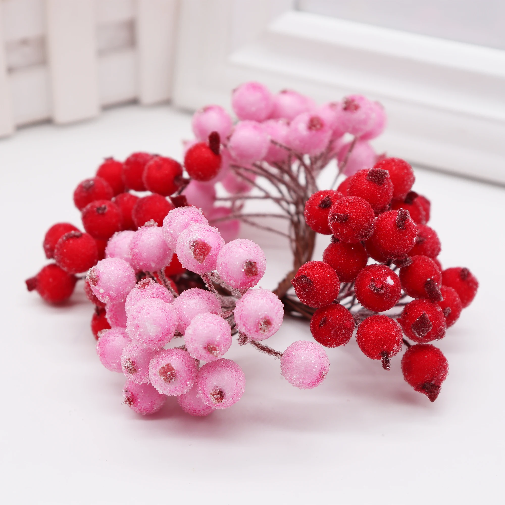 20 stücke/40 Köpfe 1cm Mini Gefälschte Obst Kleine Doppel köpfe Beeren Künstliche Blume kirsche
