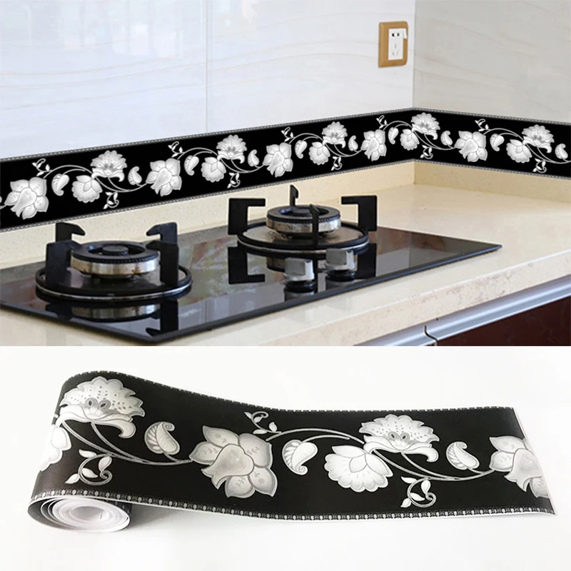 PVC selbstklebende wasserdichte 3D-Wandaufkleber für Küche, Badezimmer, Trittlinie, Taille,