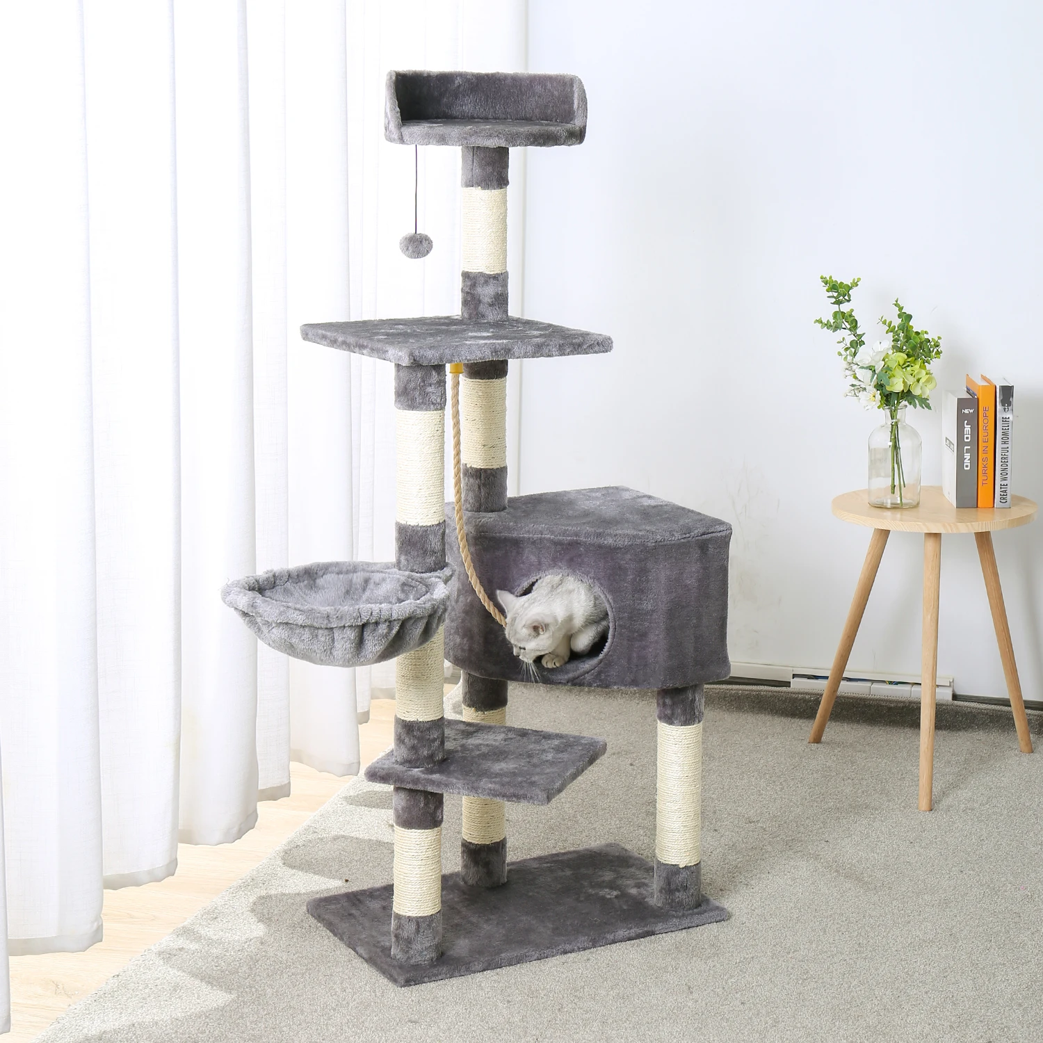 Domestic Lieferung Katze Baum Luxus Katze Turm mit Doppel Eigentumswohnungen Geräumige Barsch Voll