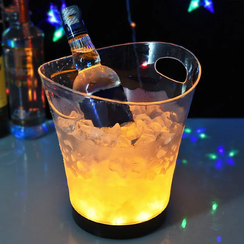 5L LED Eis Eimer Wein Kühler Farben Ändern Champagner Wein Eimer für Nacht Partei Home Bar Küche