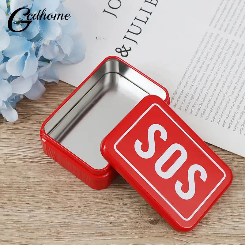 SOS Zinn Medizin Pille Lagerung Box Fall Deckel Container Für Überleben Getriebe Kits Set Erste