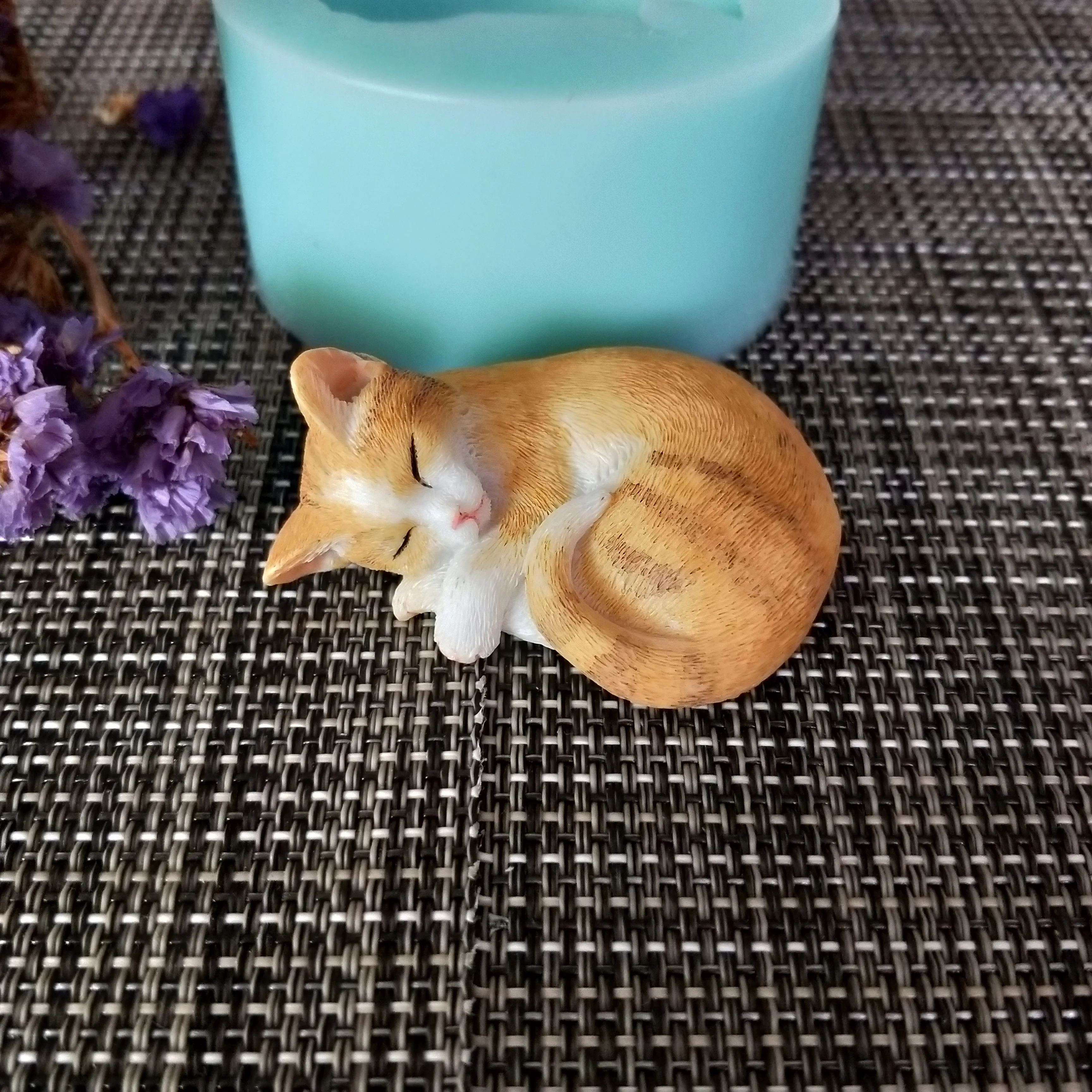 DW0146 PRZY Form Silikon Seifenform Kätzchen schlafende Katze Mini Katze handgemachte