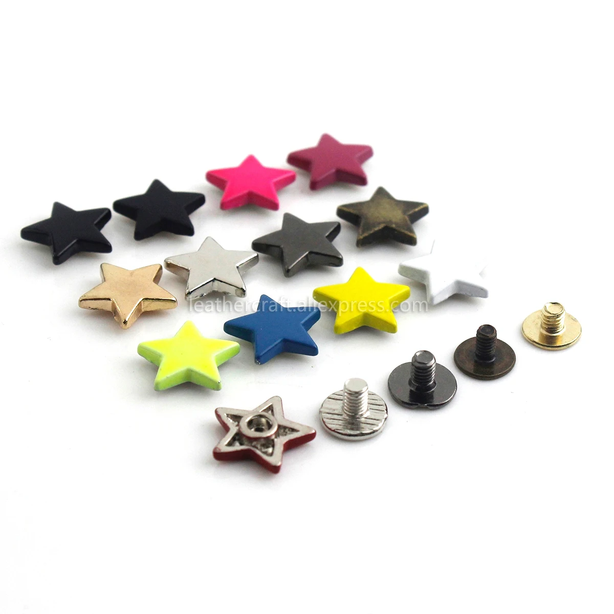 10 stücke Metall Sterne Nieten mit Schraube Punk Screwback Nieten Mehr Farbe Tasche Kleidung Kleid