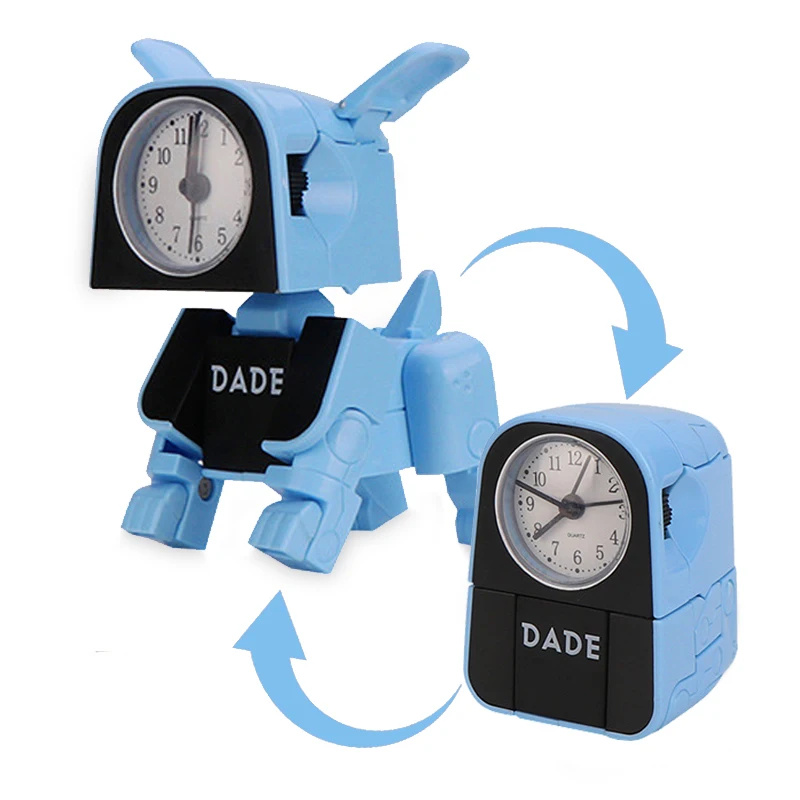 Niedlicher Junge Kinder Wecker Cartoon Roboter Hund Schreibtisch uhr lustige reversible Spielzeug