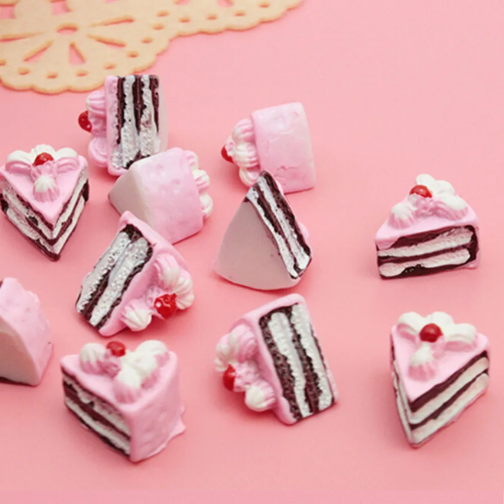 10Pcs Bunte Mix Kuchen Harz Miniatur Blumen Candy Kuchen Cabochons für Wohnkultur Handwerk Zubehör