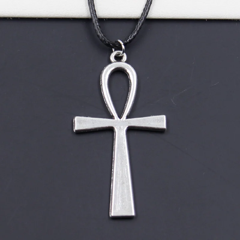 Fashion Anka Cross Egyptian Ankh Life Symbol Tibetan Pendant Necklace Choker Charm Black Leather