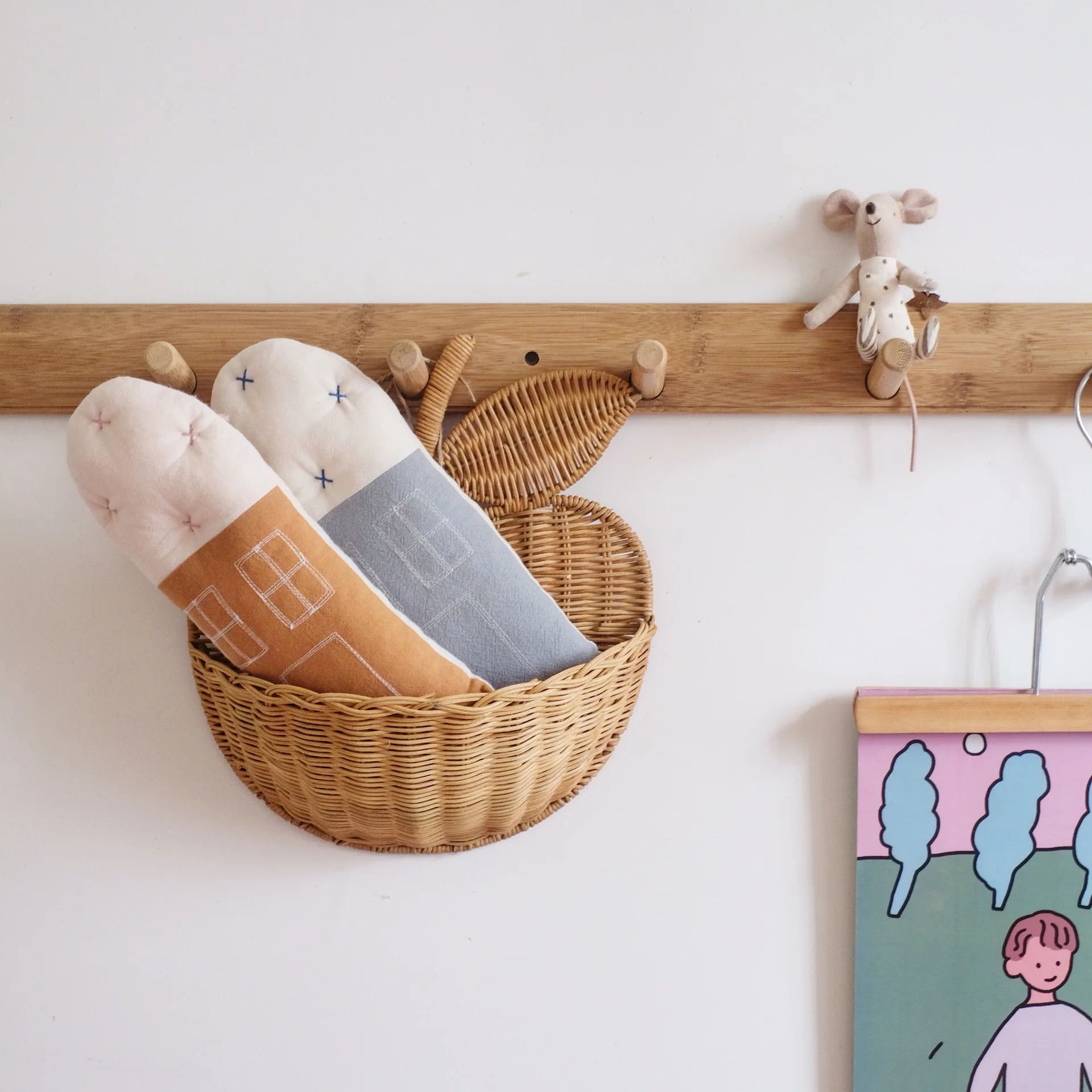 Rattan Apple Lagerung Korb Handgemachte Natürliche Obst Veranstalter Baby Kindergarten Dekoration