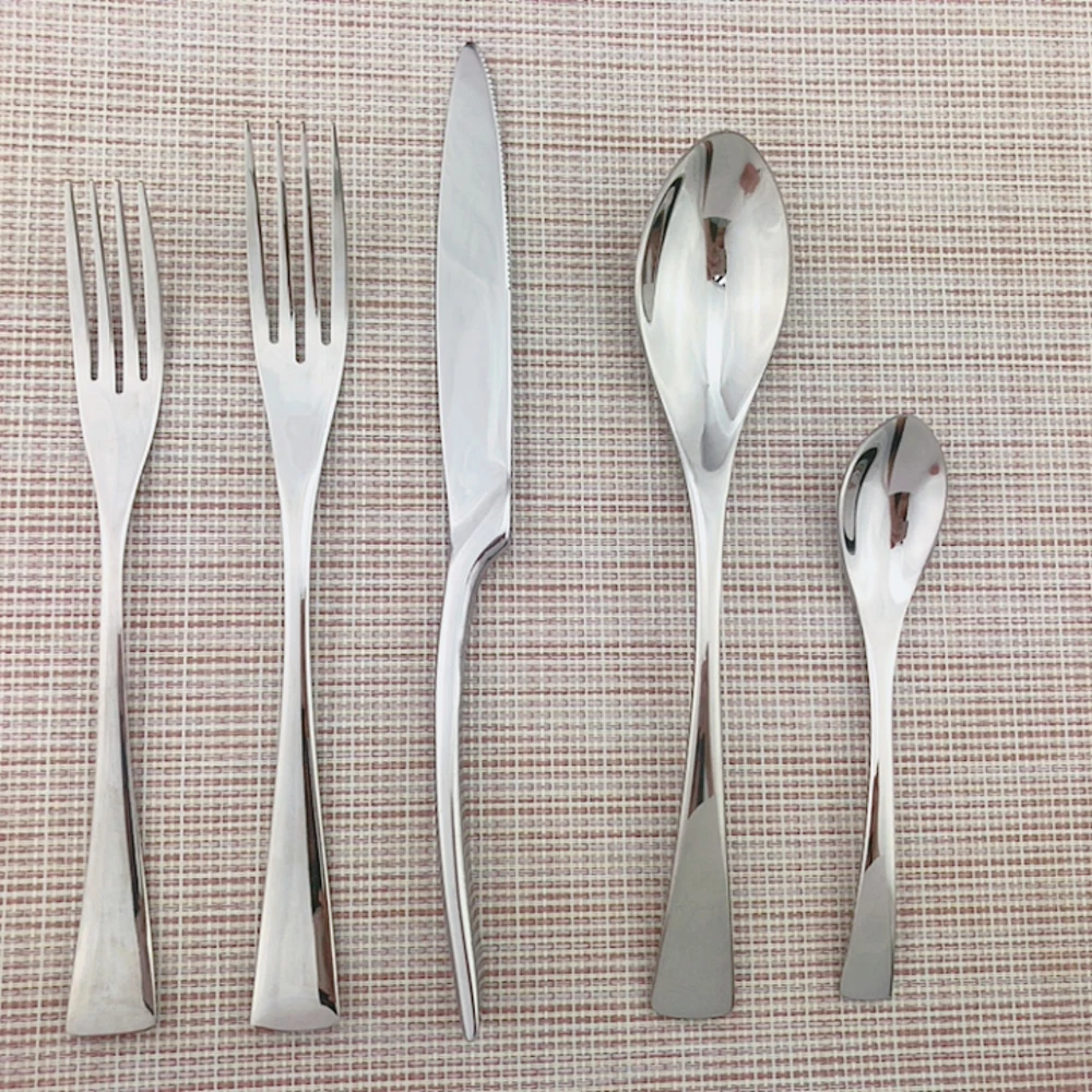 Silber 5 Teile/satz Tragbare Wiederverwendbare Besteck Geschirr Set Messer Gabel Löffel Dessert