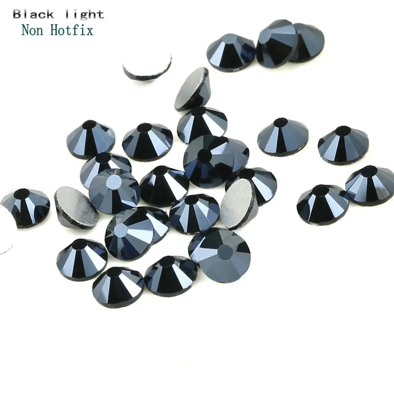 Super Glitter Strass Schwarz Shiny SS4-SS30 Nicht HotFix FlatBack Glas Strass Kleid Dekorationen