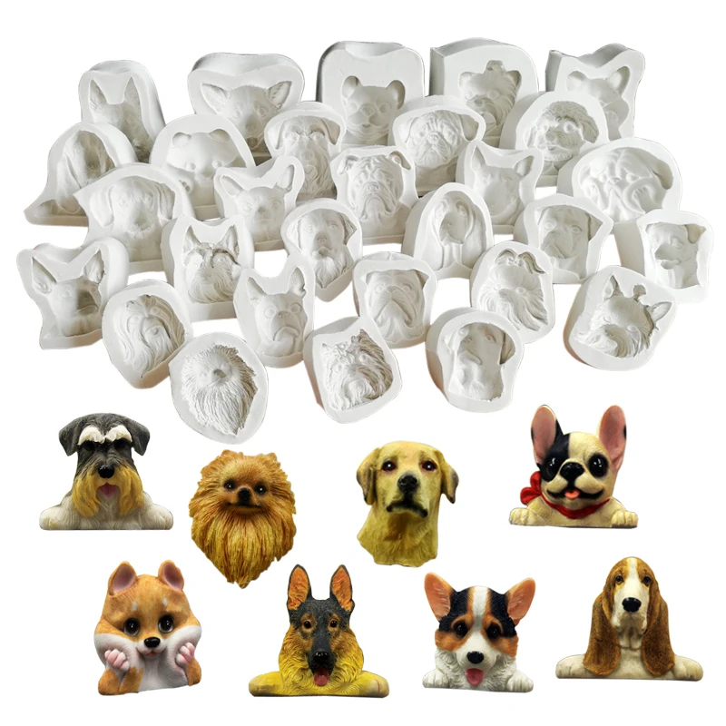 29 arten Große Welpen Hund UV Harz Silikon Seife Gesicht Form Epoxy Icing Schokolade Zucker Kuchen