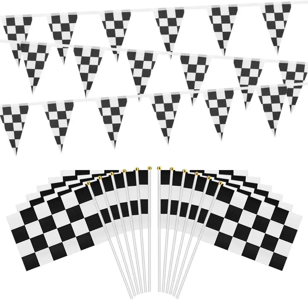 Rennen schwarz weiß Renn flagge Auto Motorrad karierte Flagge Banner Handgriff Flagge für F1 Formel