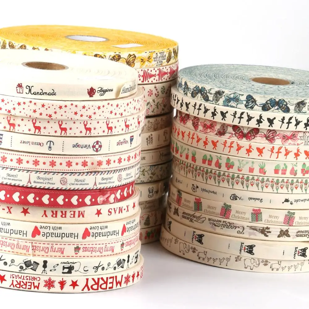 5Yards 15mm Weihnachts band gedruckt Dekoration Baumwolle Gurtband Schneeflocke Elch für Festival