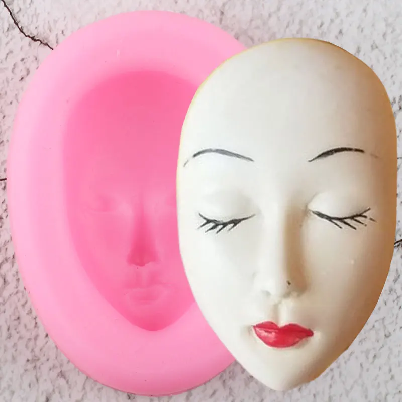 DIY Frau Gesicht Silikon Formen Polymer Clay Seife Candy Form 3D Mädchen Gesicht Fondant Kuchen