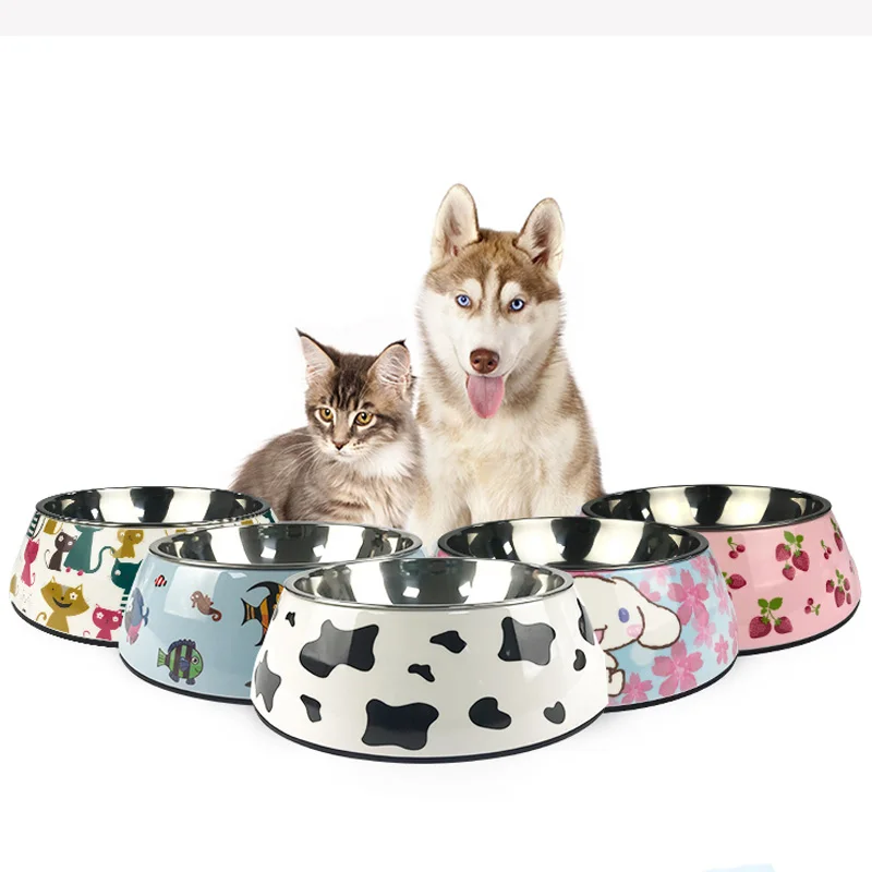 Heißer verkauf abnehmbare Melamin und edelstahl pet schüssel hund & katze schalen миски для собак