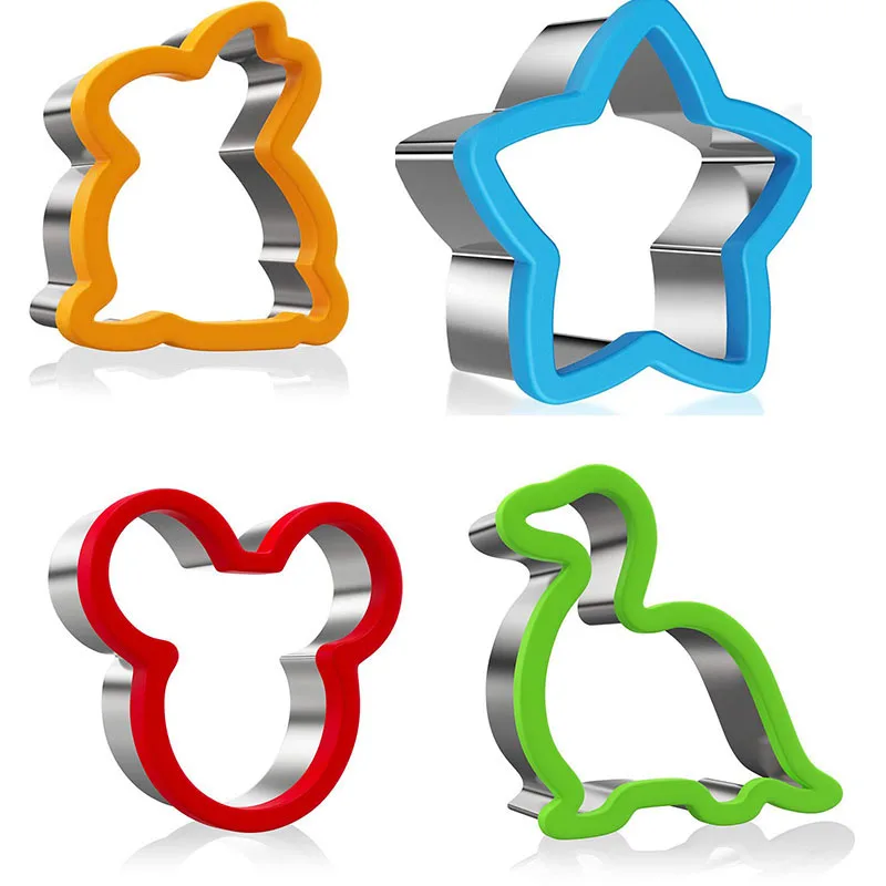 Sandwich Cutter Set für Kinder Tier Dinosaurier Edelstahl Brot Mould Metall Formen Cookie Biscuit