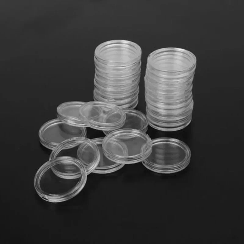 100 Stück 21 mm durchsichtige Leuchtturm-Münzkapseln aus Kunststoff, Münzhalter, Schutzetuis, kleine