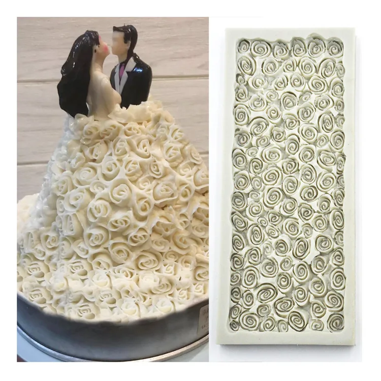 Neue 3D Rose Braut Hochzeit Kleid Fondant Kuchen Silikon Form Hochzeit Dekoration Kuchen Dekorieren