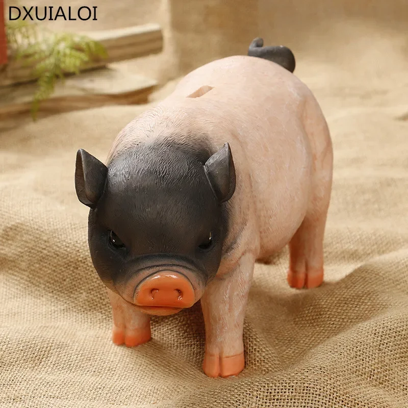 Heimdekoration, super große Kapazität, dreifarbig, supersüßes Schwein, Sparschwein, Kunstharz,