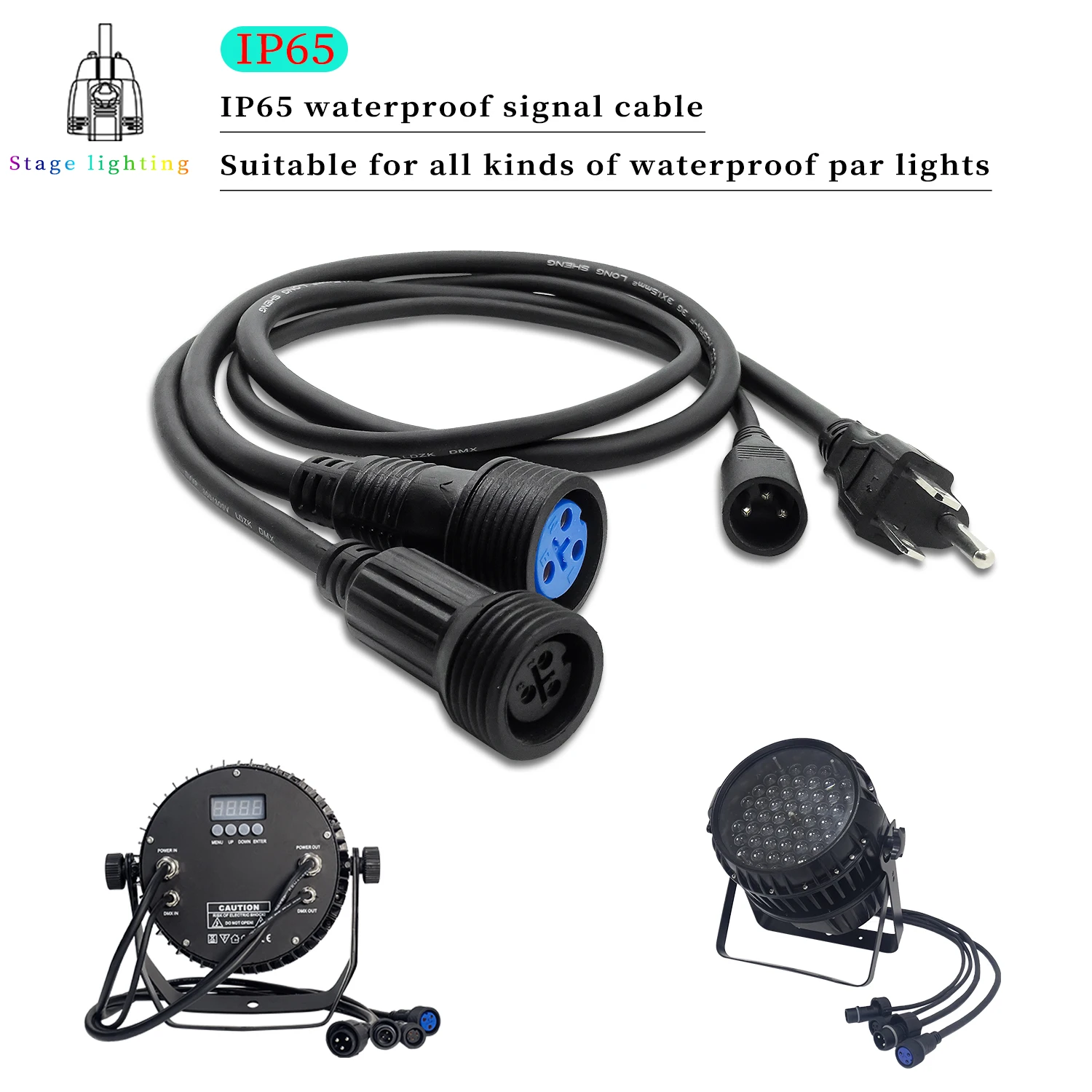 IP65 Wasserdicht 1m 3Pin DMX Signal Kabel Und Power Schalt Adapter Kabel DMX Power Conversion Kabel
