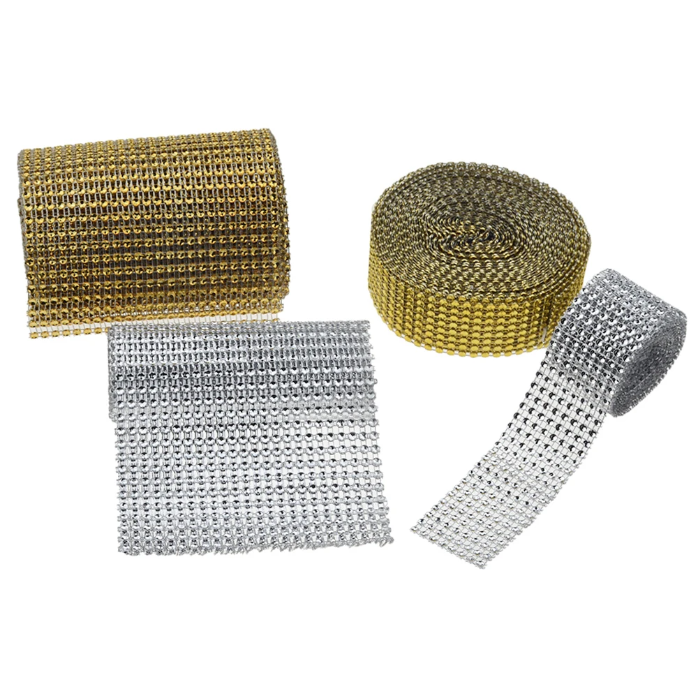 5 Yards Länge 2-12cm Breite bling Diamant Mesh Wrap Band Silber Strass Mesh Roll Tape Tüll Kristall