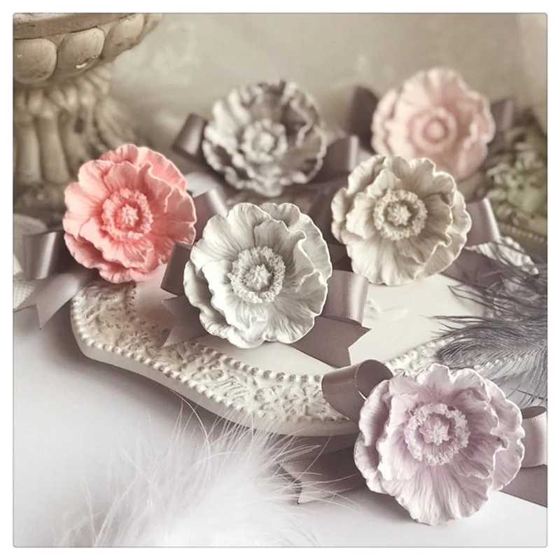Mohn Form 3D Blumen Ton Handwerk Silikon Form DIY Amora Gips Gips Silicon Mould Für Auto Dekoration