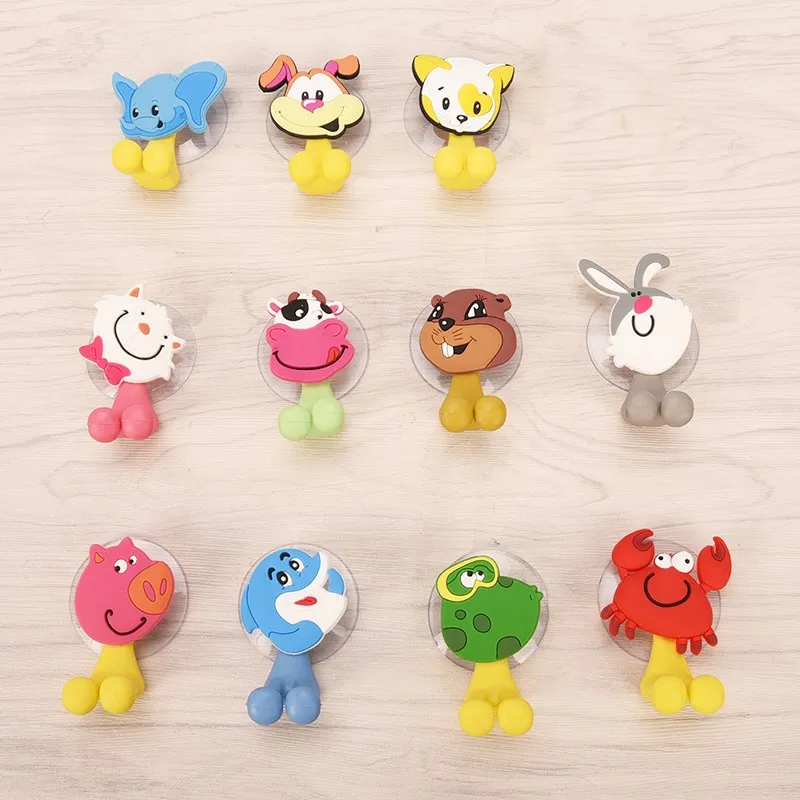 1PC Multifunktionale Nette Cartoon Tier Saugnapf Zahnbürste Halter Haken Bad Zubehör Wand Saug