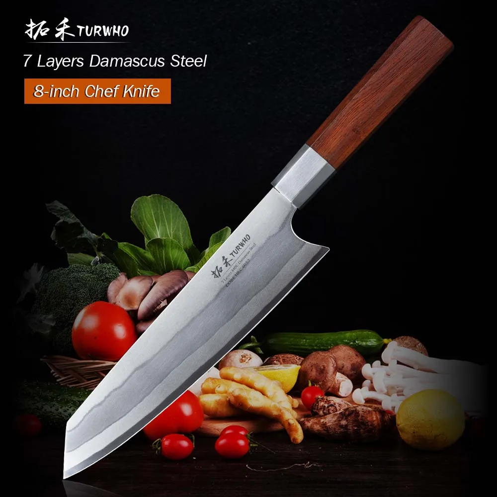 TURWHO 8 zoll Kochmesser Japanischen Küche Messer Edelstahl Schneiden Gemüse Werkzeug Messer Santoku