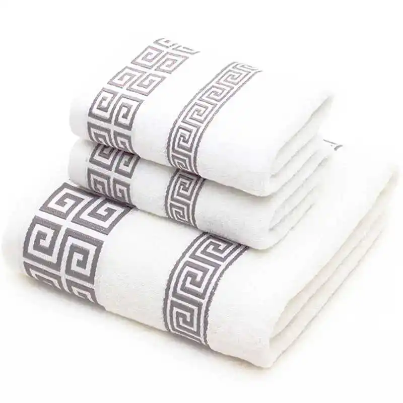 3er Pack Badet uch Set für Erwachsene Badet uch aus reiner Baumwolle blau weiß Reises port Gym Spa