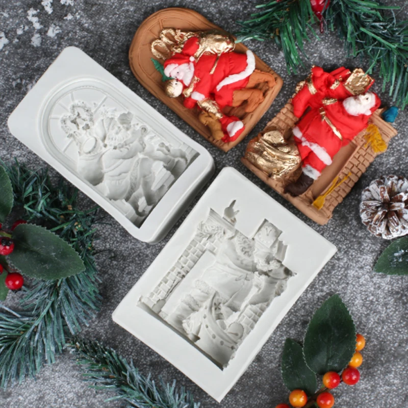Weihnachten Santa Claus Formen Fondant Kuchen Dekor Werkzeuge Silikon Formen Sugarcraft Schokolade