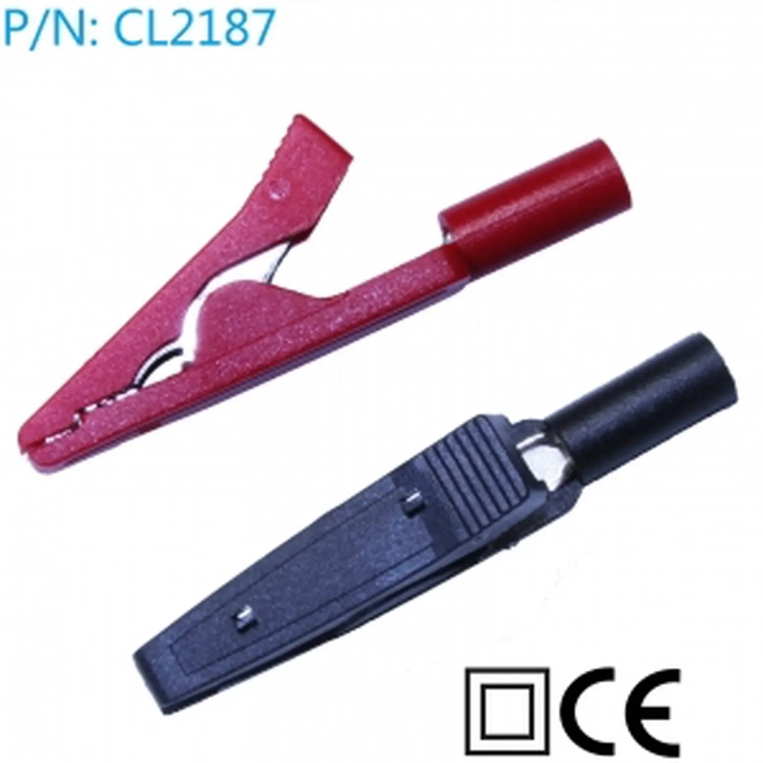 Cl2187 Krokodilklemmen mit Bananenverbindung, 2 mm, 2 Stück, Rot-Schwarz