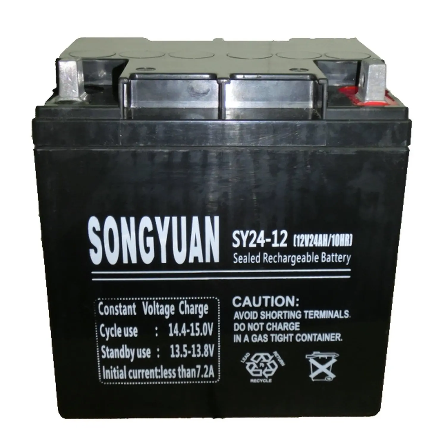 Rearchable Sealed Lead Battery 12V/24Ah Ref Sy24-12 165mm X 125mm X 175mm Length X Width X Height