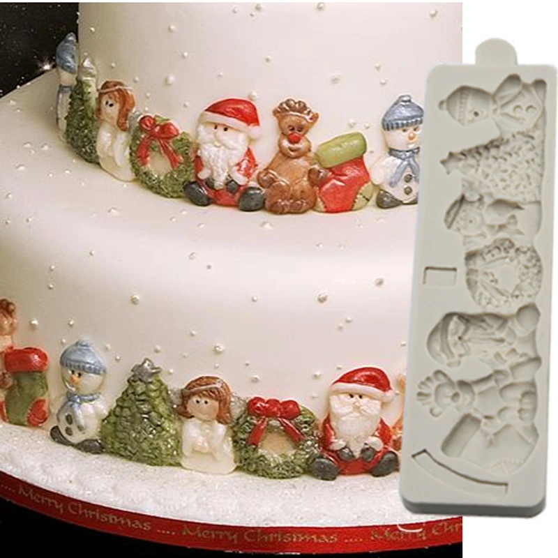 Weihnachten Grenze Formen Fondant Kuchen Dekorieren Werkzeuge Silikon Formen Sugarcraft Schokolade