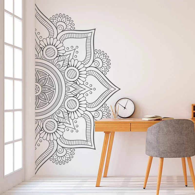 Halb Mandala Wand Kunst Decals - Mandala Aufkleber-Boho Decor-Böhmischen Aufkleber-Kopfteil